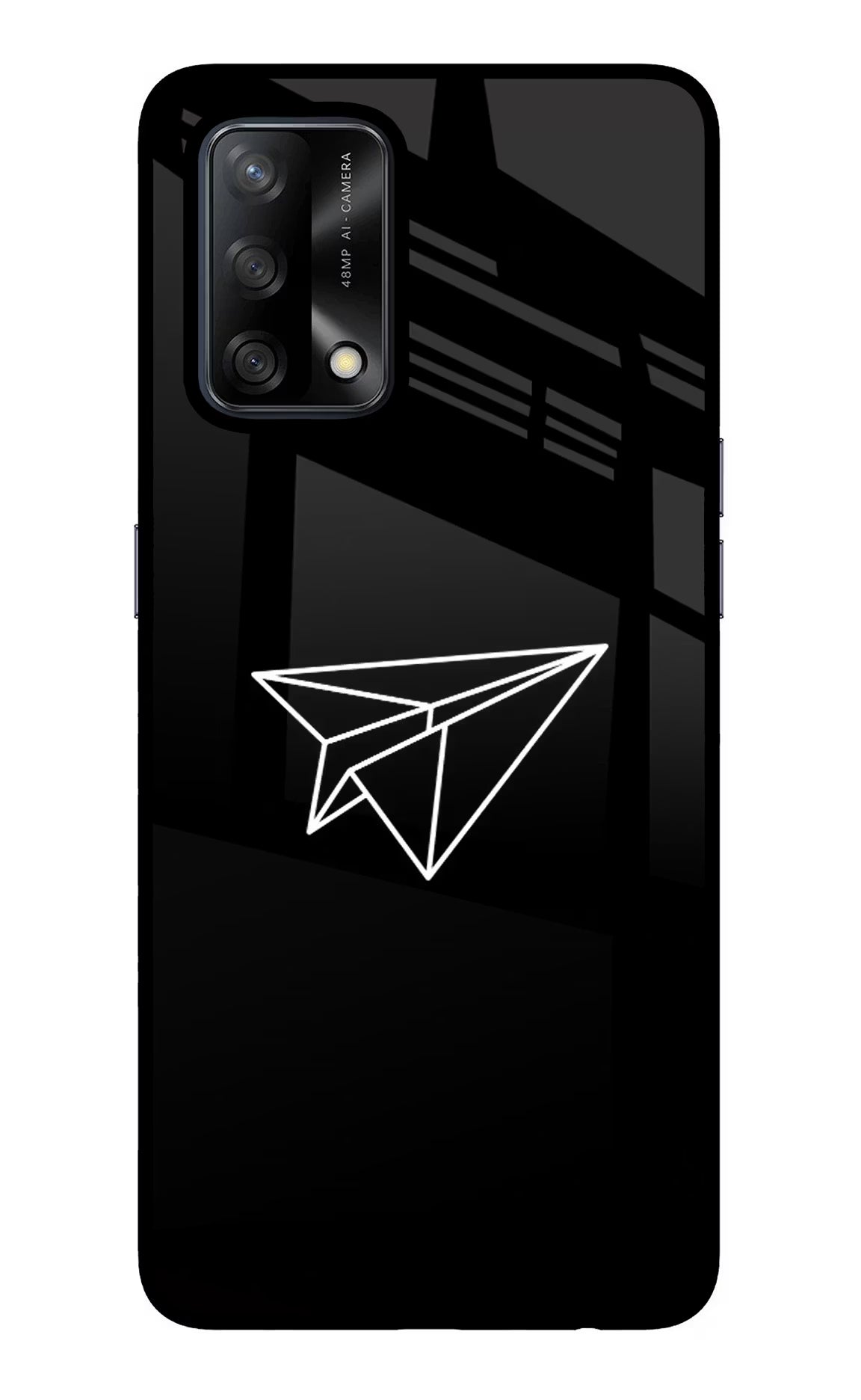 Paper Plane White Oppo F19/F19s Glass Case Back Cover by Casekaro