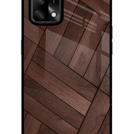 Wooden Texture Design Oppo F19/F19s Glass Case Back Cover by Casekaro