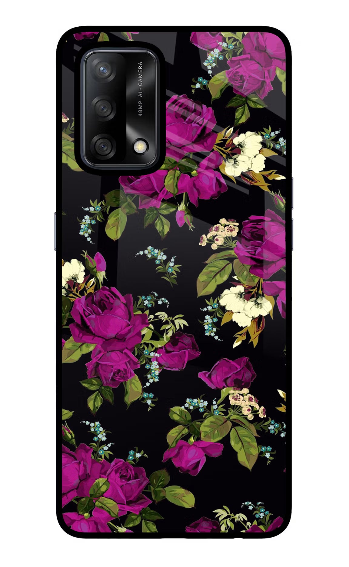 Flowers Oppo F19/F19s Glass Case