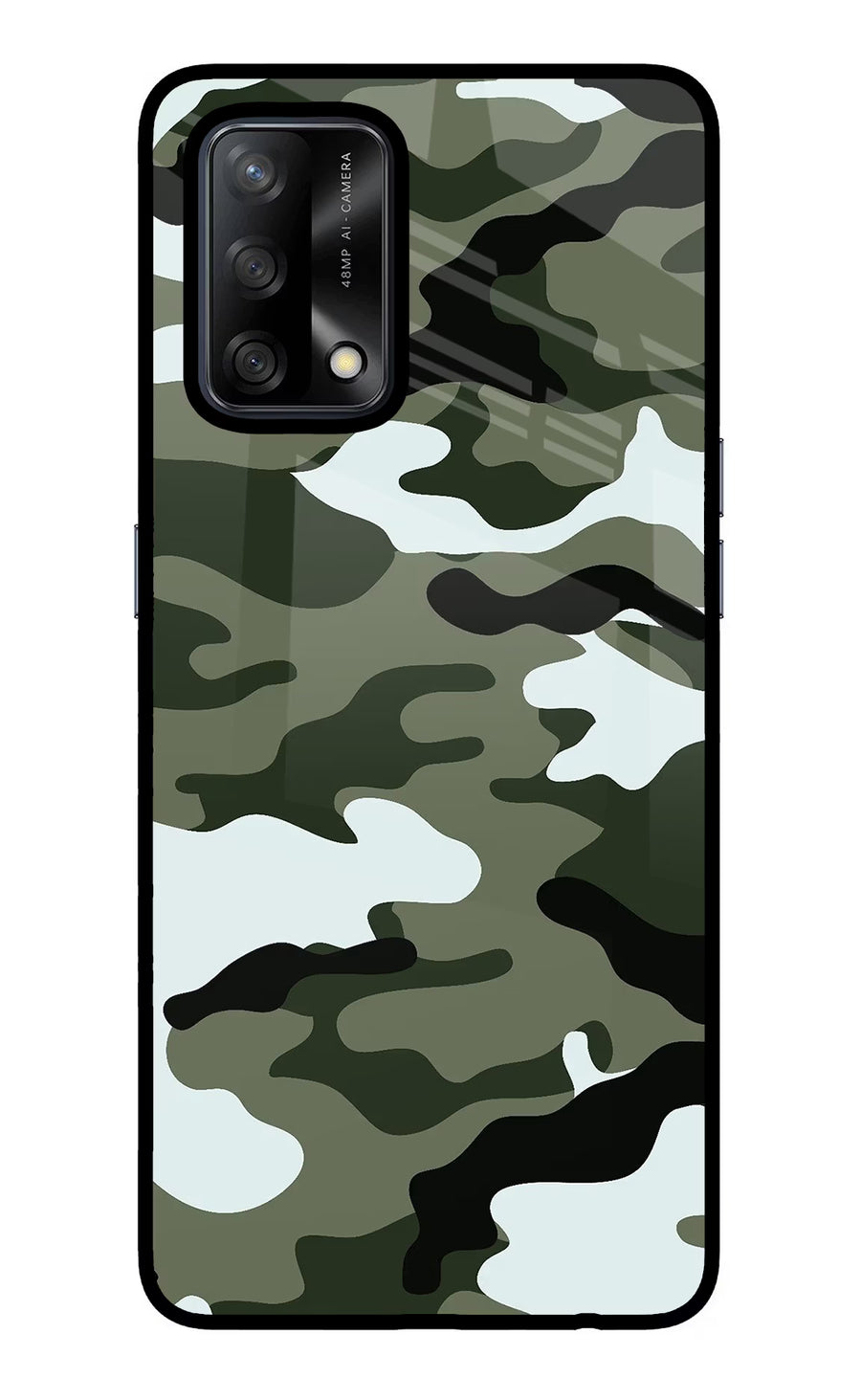 Camouflage Oppo F19/F19s Back Cover, Glass case