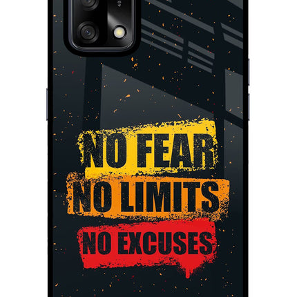 No Fear No Limits No Excuse Oppo F19/F19s Glass Case Back Cover by Casekaro