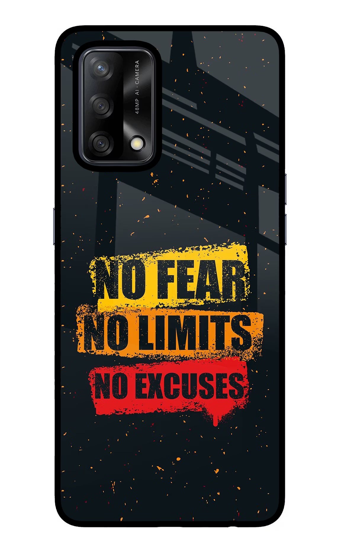 No Fear No Limits No Excuse Oppo F19/F19s Glass Case Back Cover by Casekaro