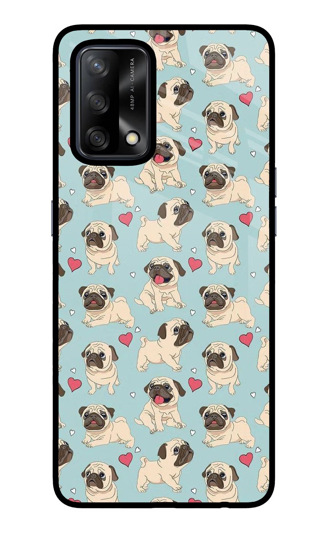 Pug Dog Oppo F19/F19s Glass Case Back Cover by Casekaro