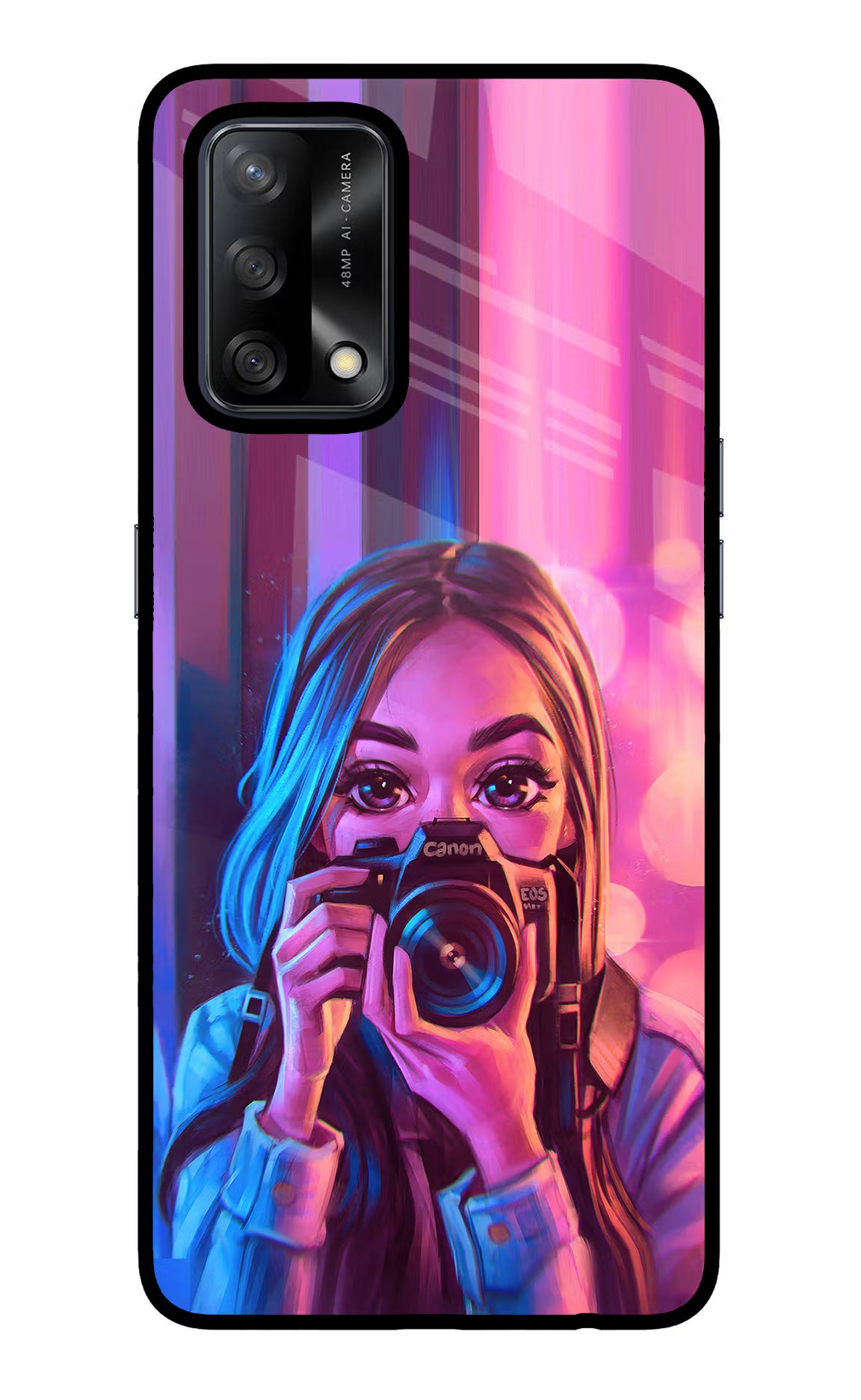Girl Photographer Oppo F19/F19s Glass Case Back Cover by Casekaro