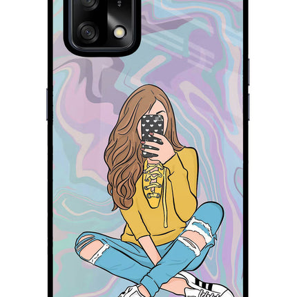 Selfie Girl Oppo F19/F19s Glass Case Back Cover by Casekaro
