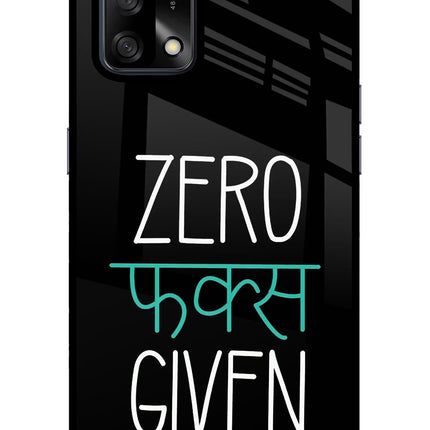 Zero Fucks Given Oppo F19/F19s Glass Case Back Cover by Casekaro