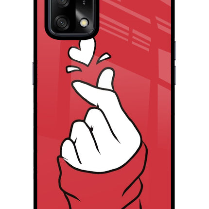 Korean Love Sign Oppo F19/F19s Glass Case Back Cover by Casekaro