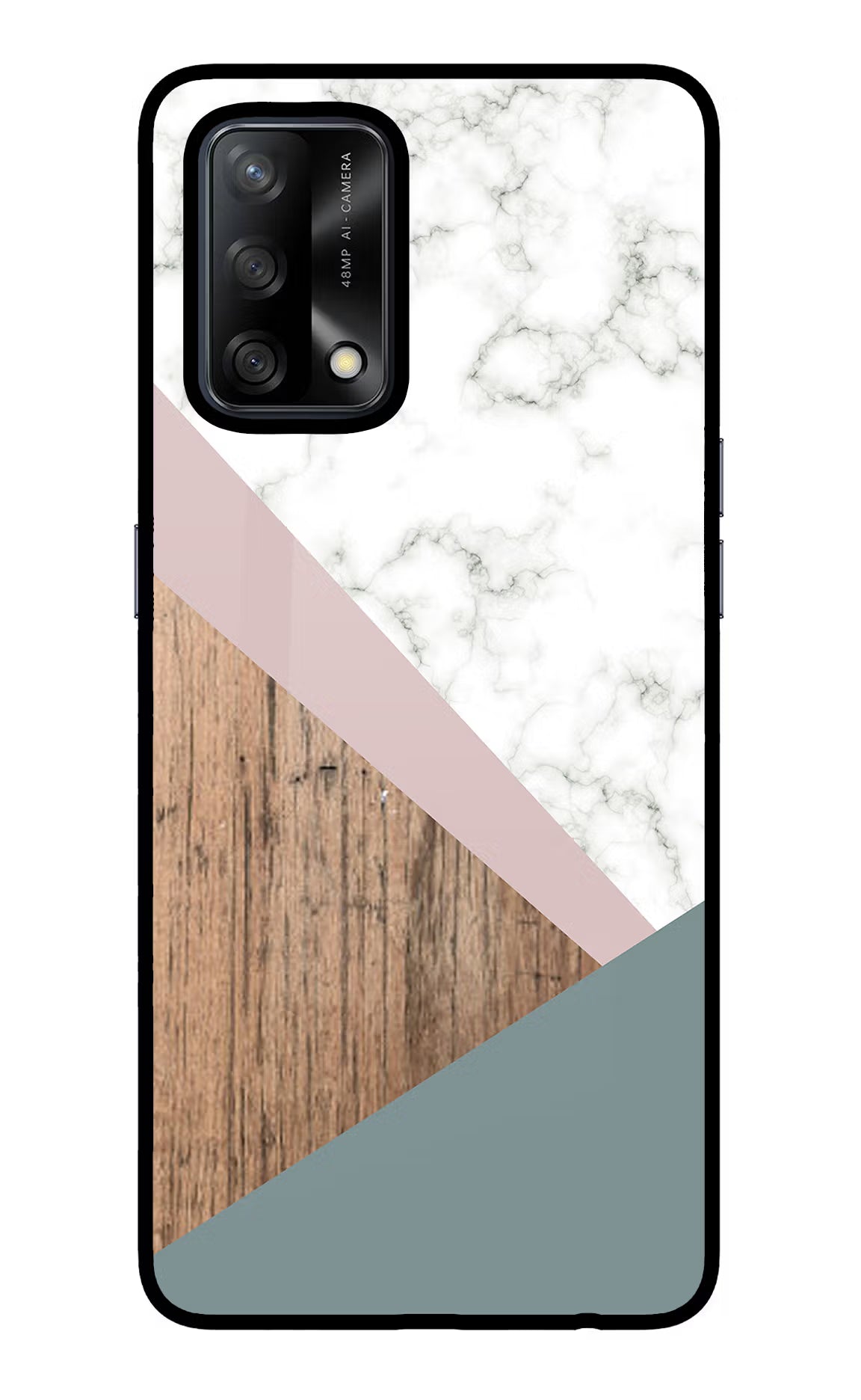 Marble wood Abstract Oppo F19/F19s Glass Case