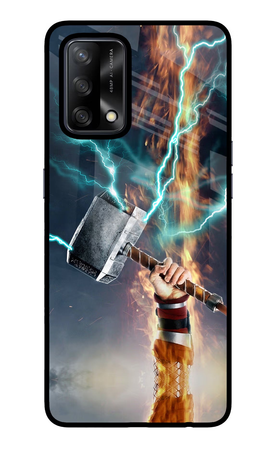 Thor Hammer Mjolnir Oppo F19/F19s Glass Case Back Cover by Casekaro