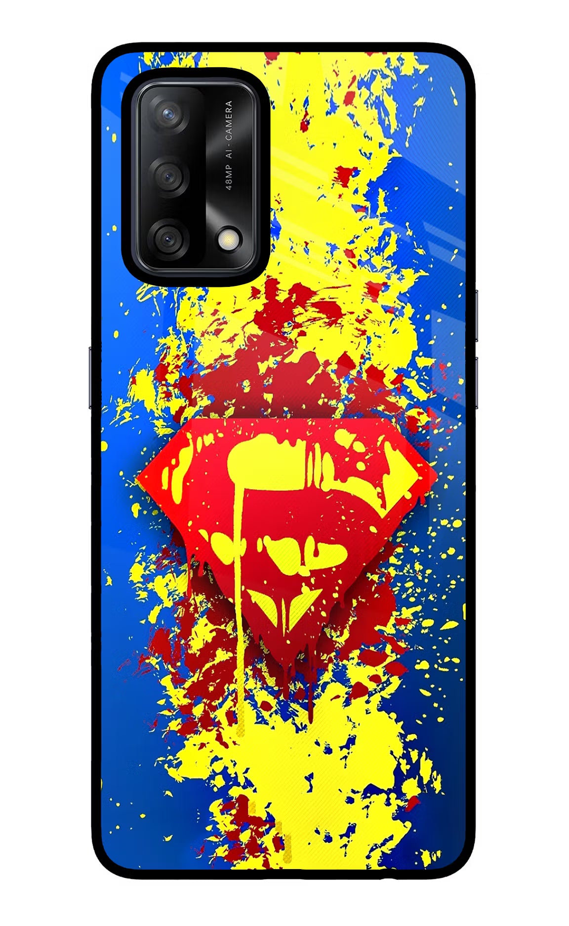 Superman logo Oppo F19/F19s Glass Case Back Cover by Casekaro