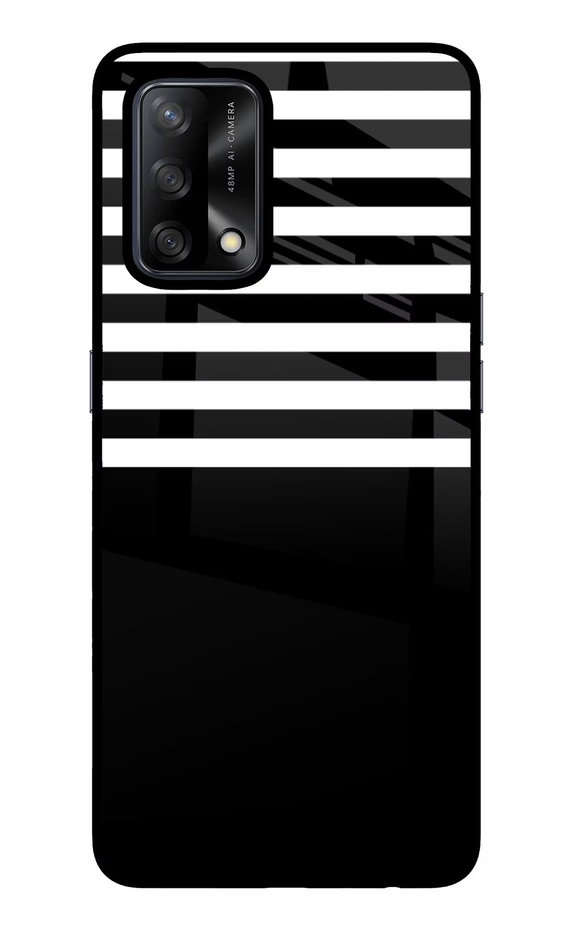 Black and White Print Oppo F19/F19s Glass Case Back Cover by Casekaro