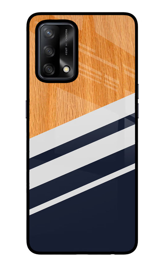 Blue and white wooden Oppo F19/F19s Glass Case