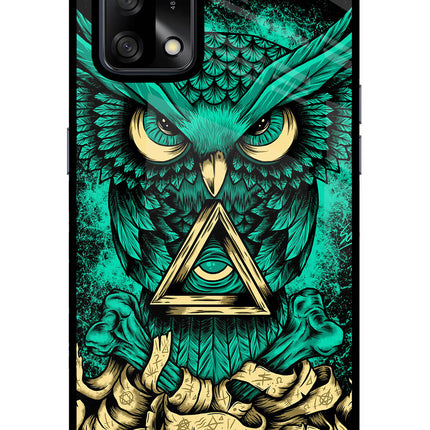 Green Owl Oppo F19/F19s Glass Case Back Cover by Casekaro