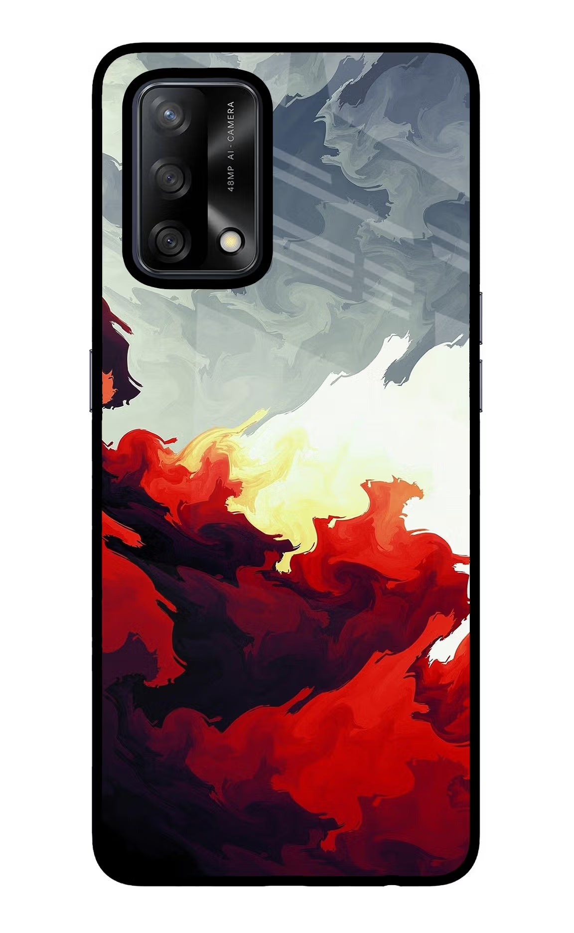 Fire Cloud Oppo F19/F19s Glass Case Back Cover by Casekaro