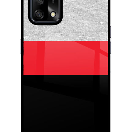 Tri Color Pattern Oppo F19/F19s Glass Case Back Cover by Casekaro