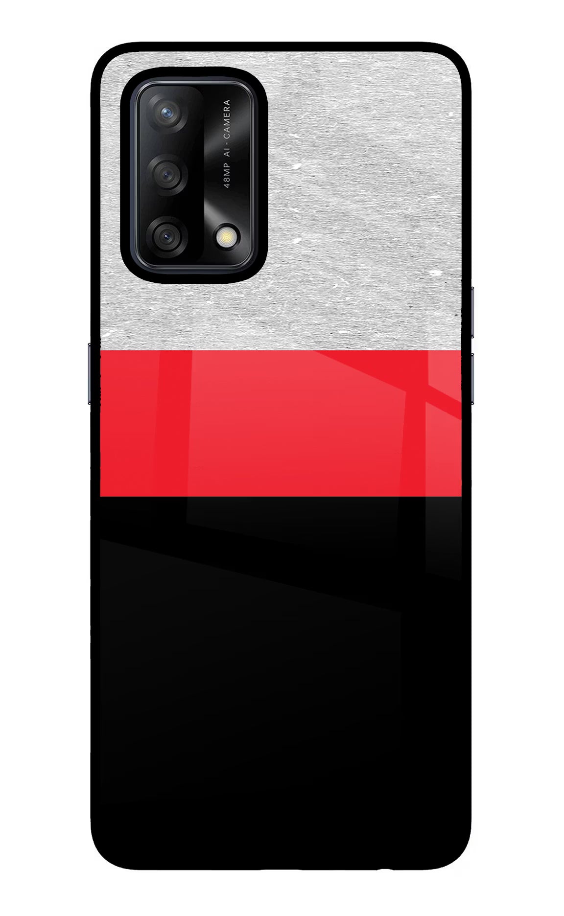 Tri Color Pattern Oppo F19/F19s Glass Case Back Cover by Casekaro