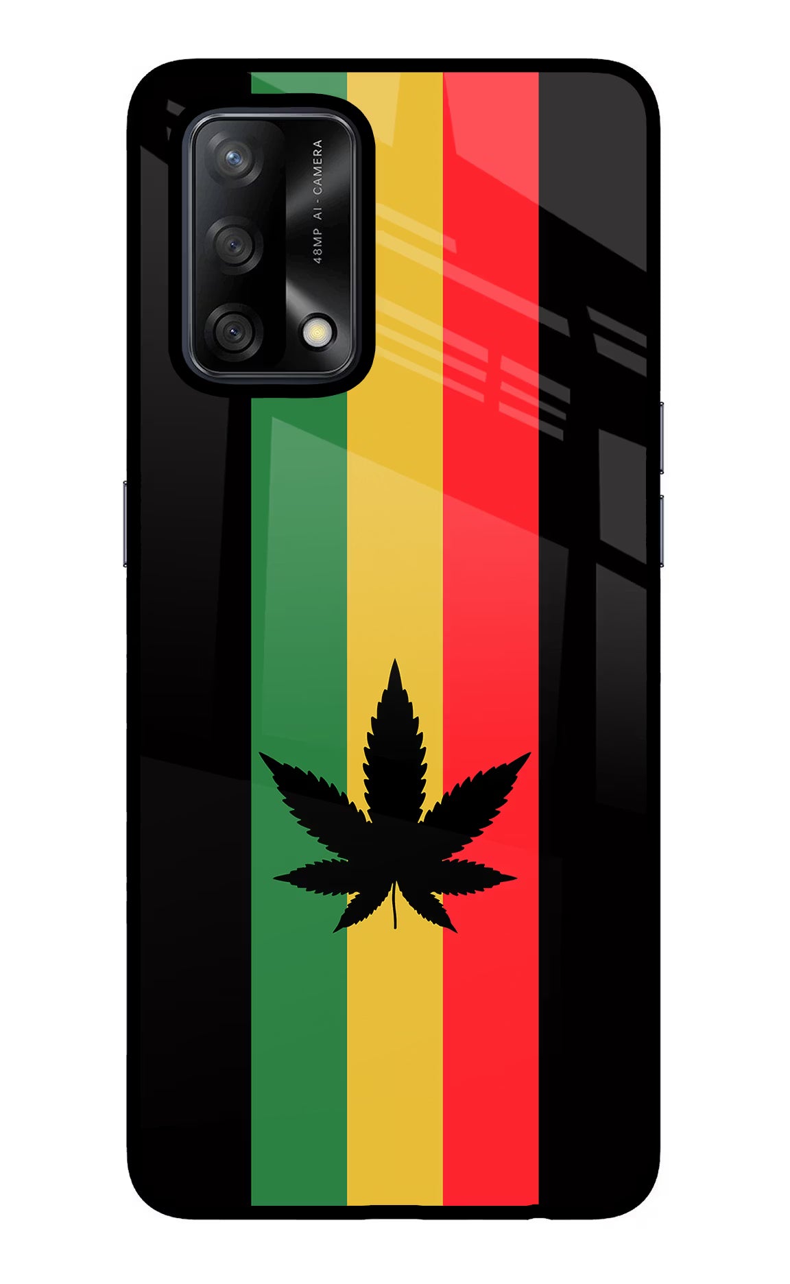Weed Flag Oppo F19/F19s Glass Case Back Cover by Casekaro