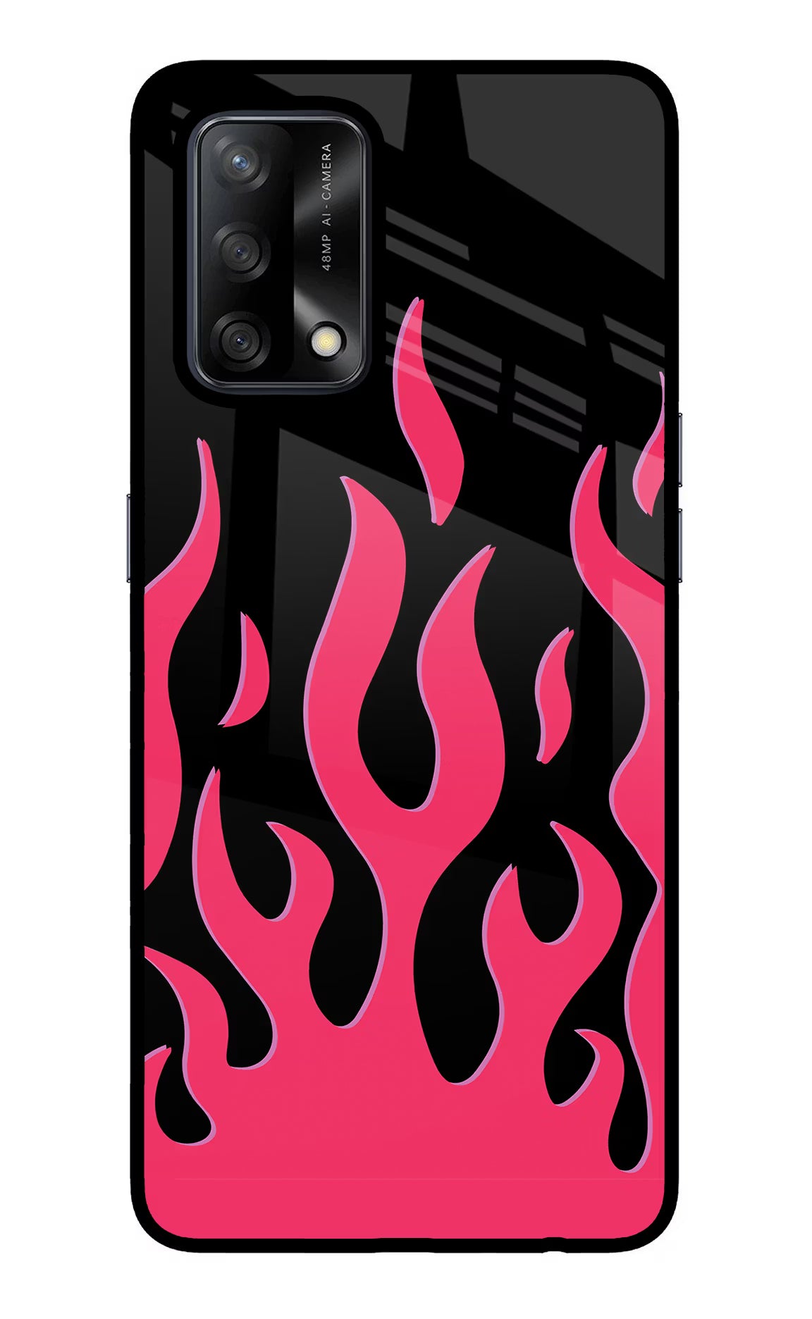 Fire Flames Oppo F19/F19s Glass Case Back Cover by Casekaro
