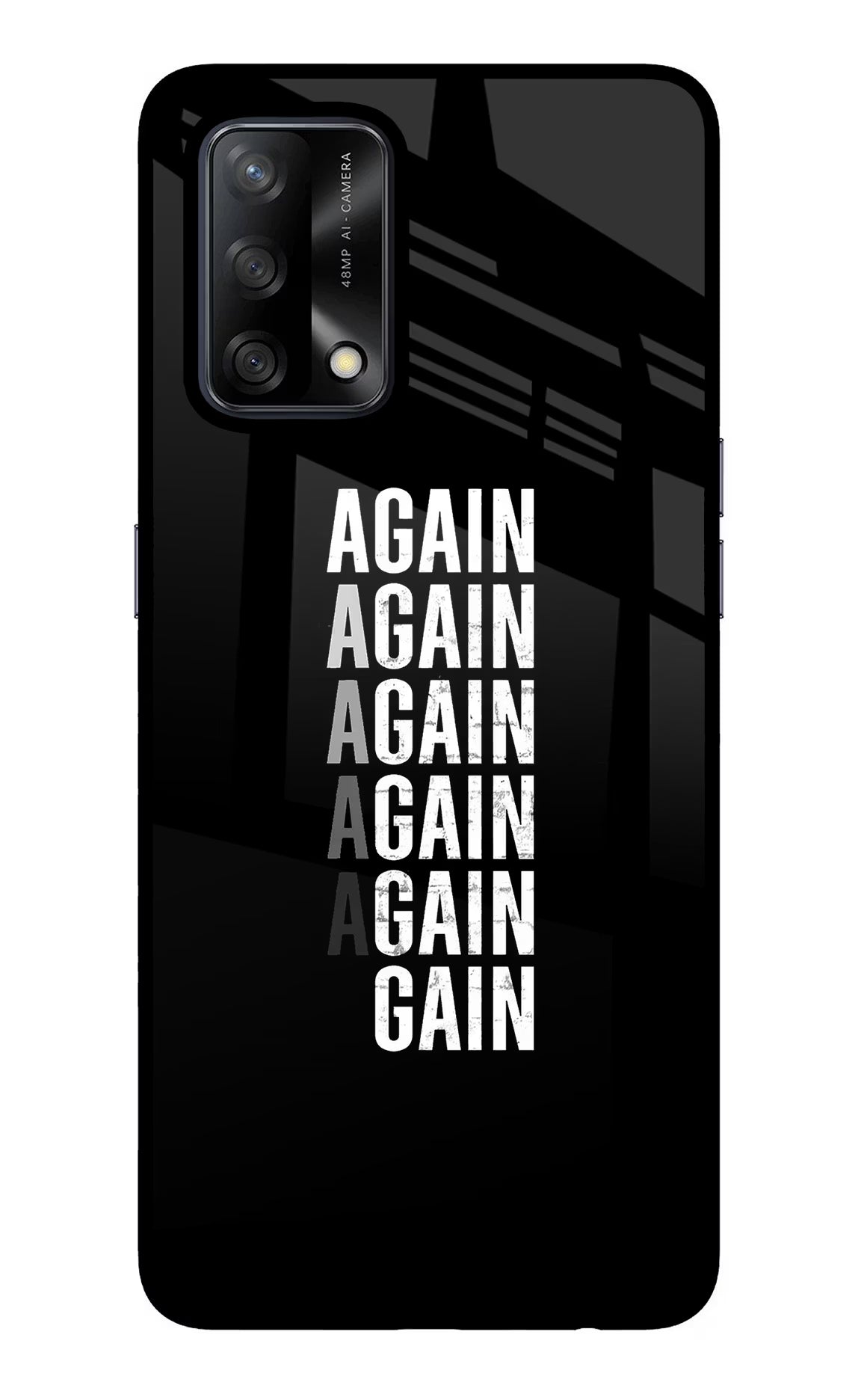 Again Again Gain Oppo F19/F19s Glass Case Back Cover by Casekaro