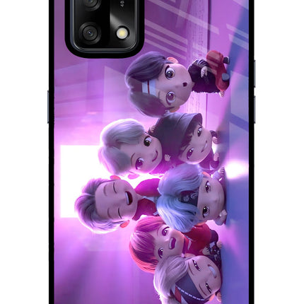 BTS Chibi Oppo F19/F19s Glass Case Back Cover by Casekaro