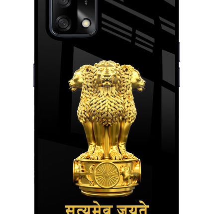 Satyamev Jayate Golden Oppo F19/F19s Glass Case Back Cover by Casekaro