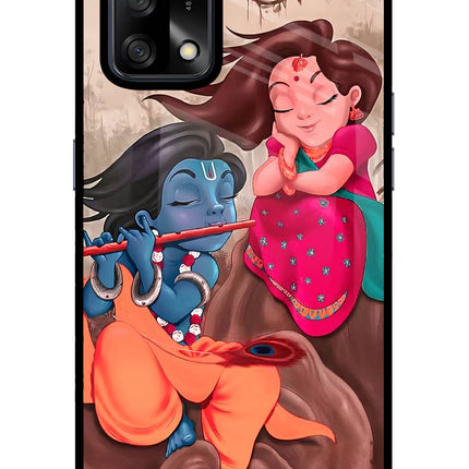 Radhe Krishna Oppo F19/F19s Glass Case Back Cover by Casekaro
