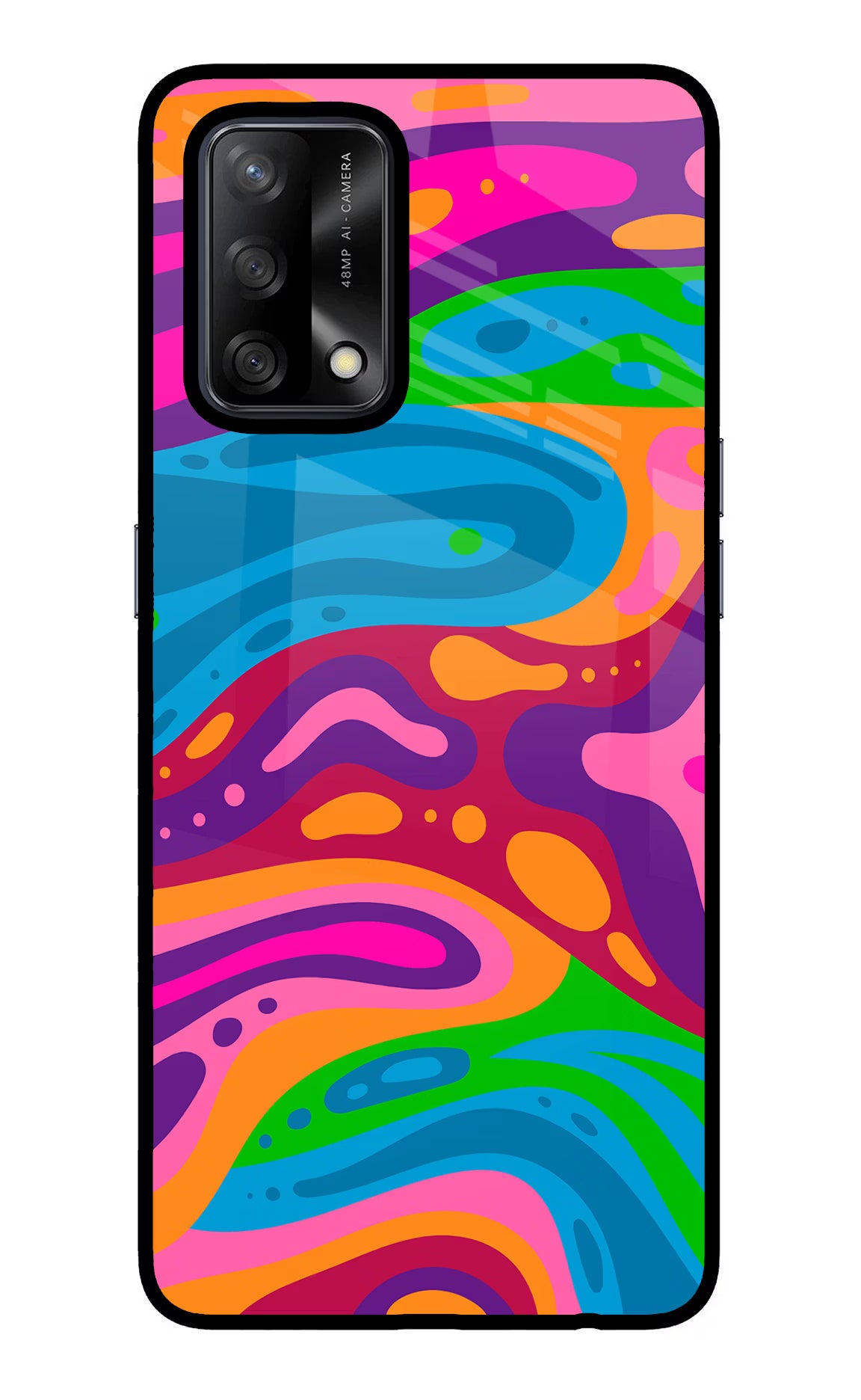 Trippy Pattern Oppo F19/F19s Glass Case Back Cover by Casekaro