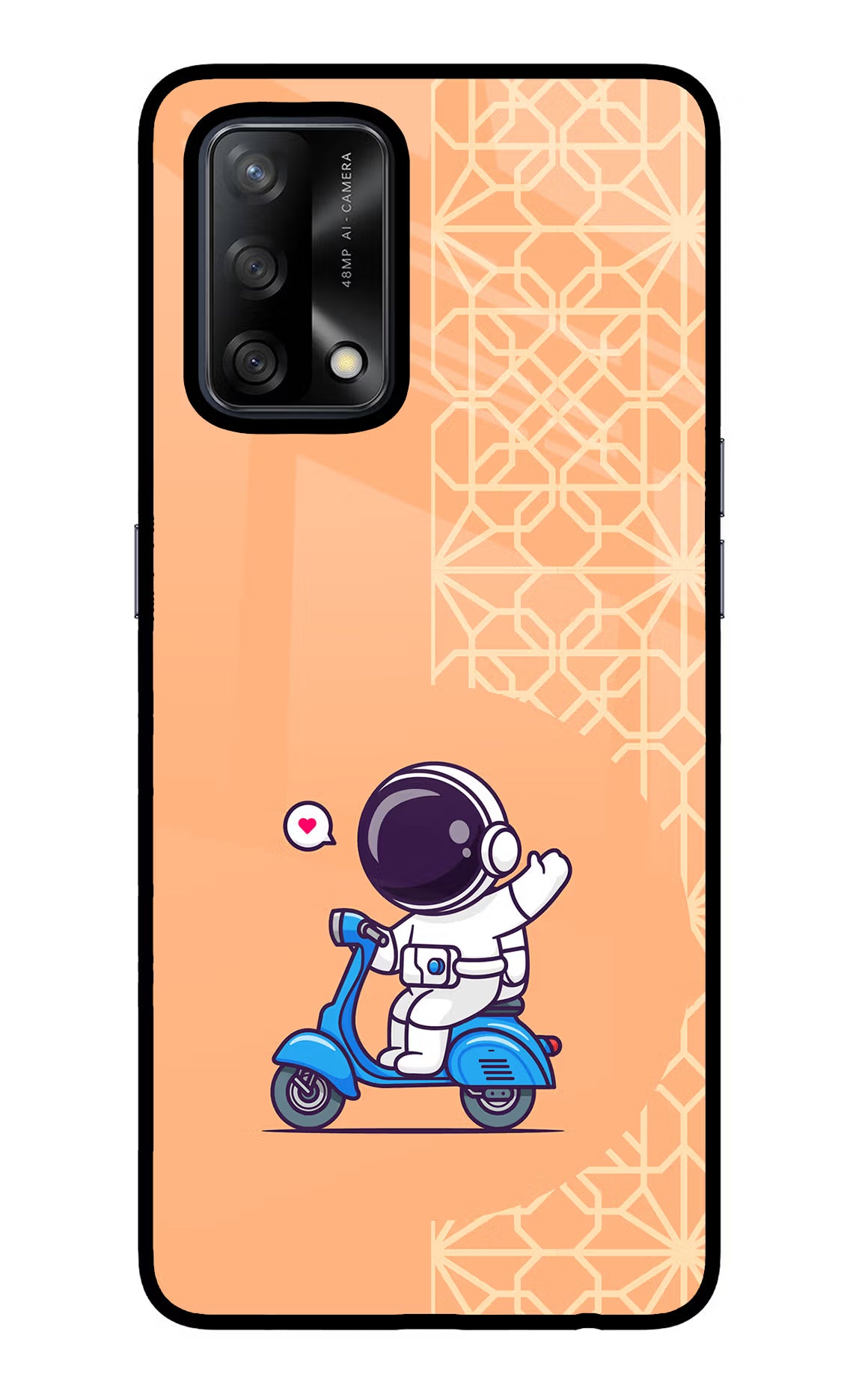 Cute Astronaut Riding Oppo F19/F19s Glass Case Back Cover by Casekaro