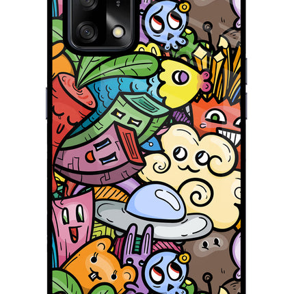 Veggie Doodle Oppo F19/F19s Glass Case Back Cover by Casekaro