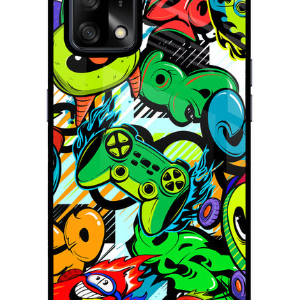 Game Doodle Oppo F19/F19s Glass Case Back Cover by Casekaro