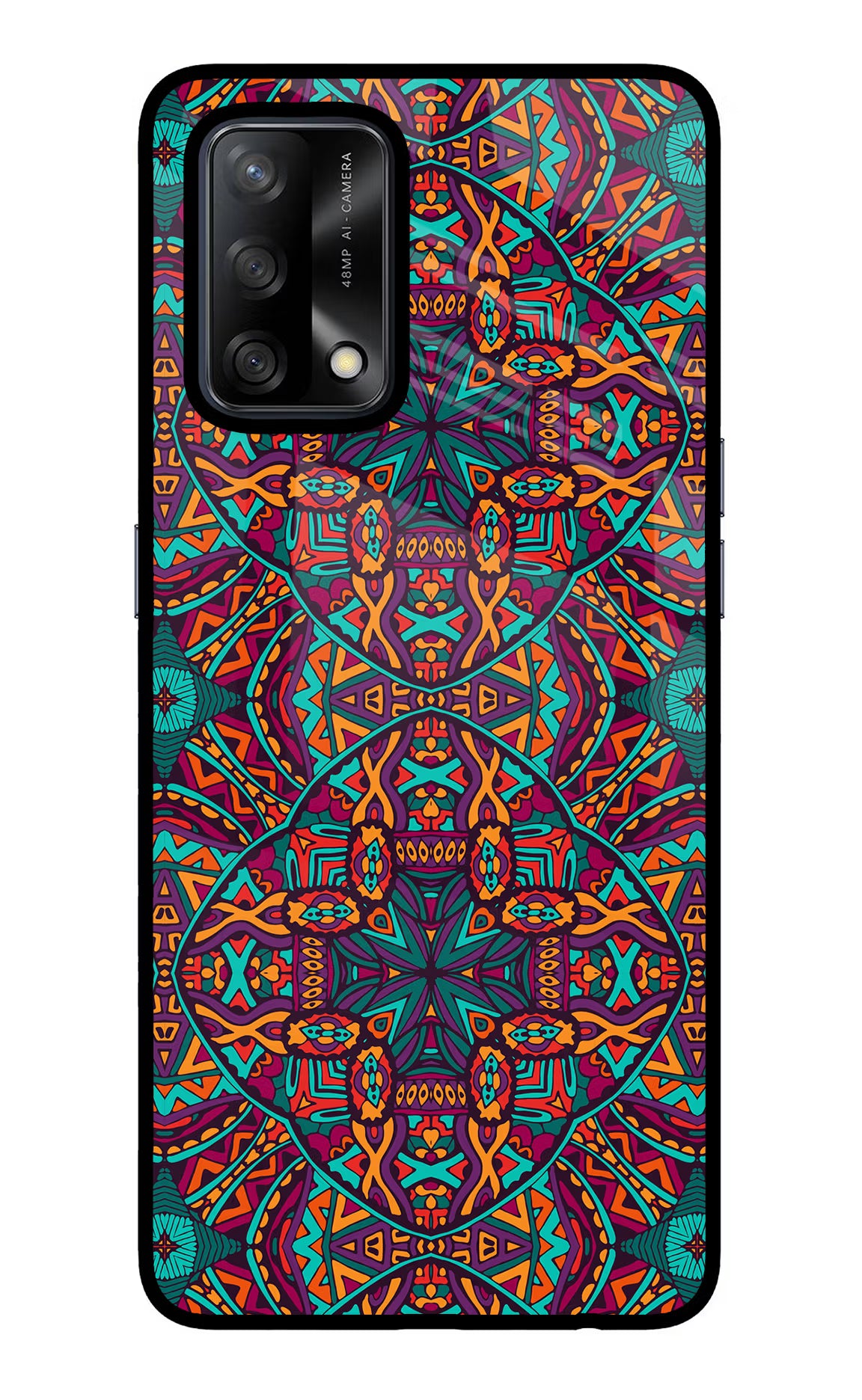 Colour Mandala Oppo F19/F19s Glass Case Back Cover by Casekaro