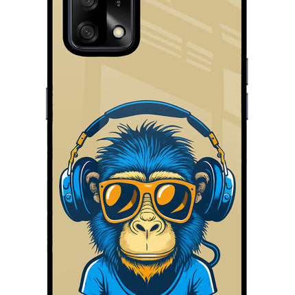 Monkey Headphone Oppo F19/F19s Glass Case Back Cover by Casekaro