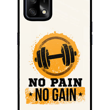 No Pain No Gain Oppo F19/F19s Glass Case Back Cover by Casekaro