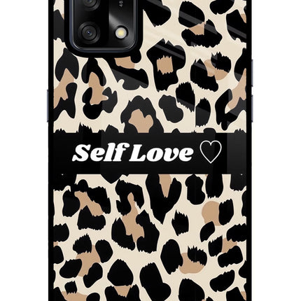 Leopard Print Self Love Oppo F19/F19s Glass Case Back Cover by Casekaro