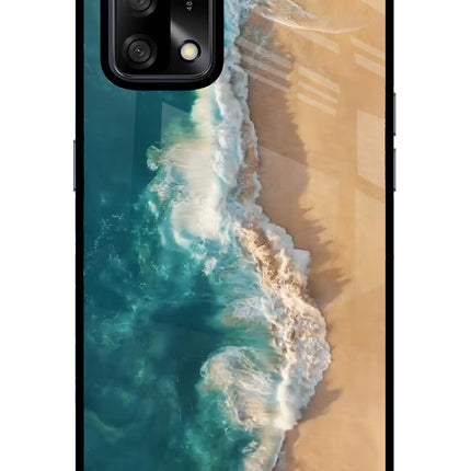 Ocean Beach Oppo F19/F19s Glass Case Back Cover by Casekaro