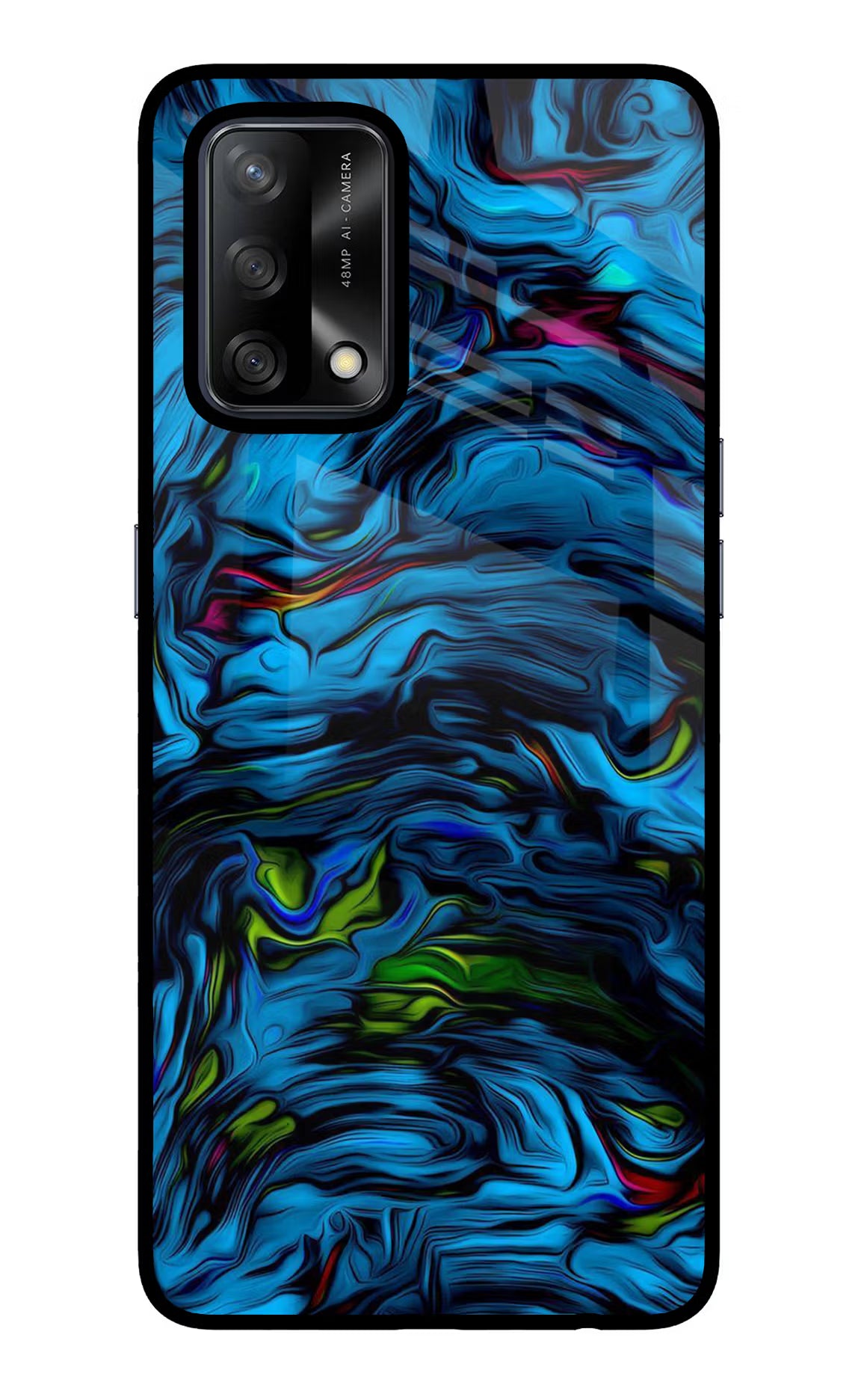 Dark Blue Abstract Oppo F19/F19s Glass Case