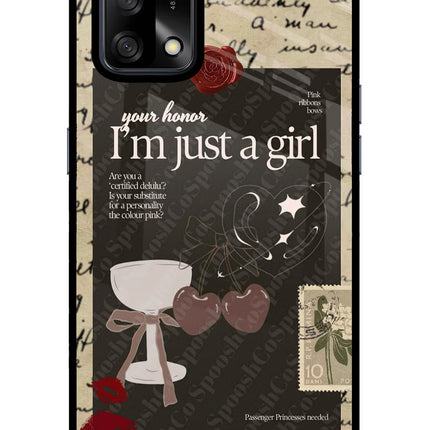 I am just a girl Oppo F19/F19s Glass Case Back Cover by Casekaro