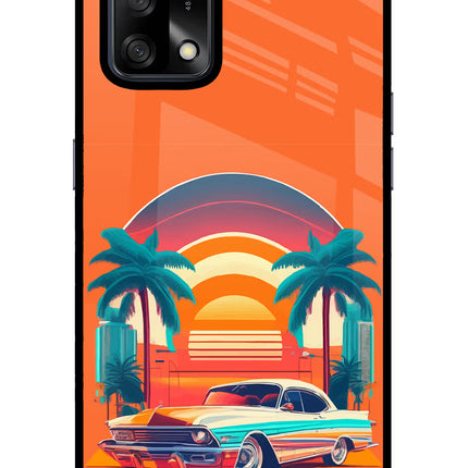 Palm Drive 80s Oppo F19/F19s Glass Case Back Cover by Casekaro