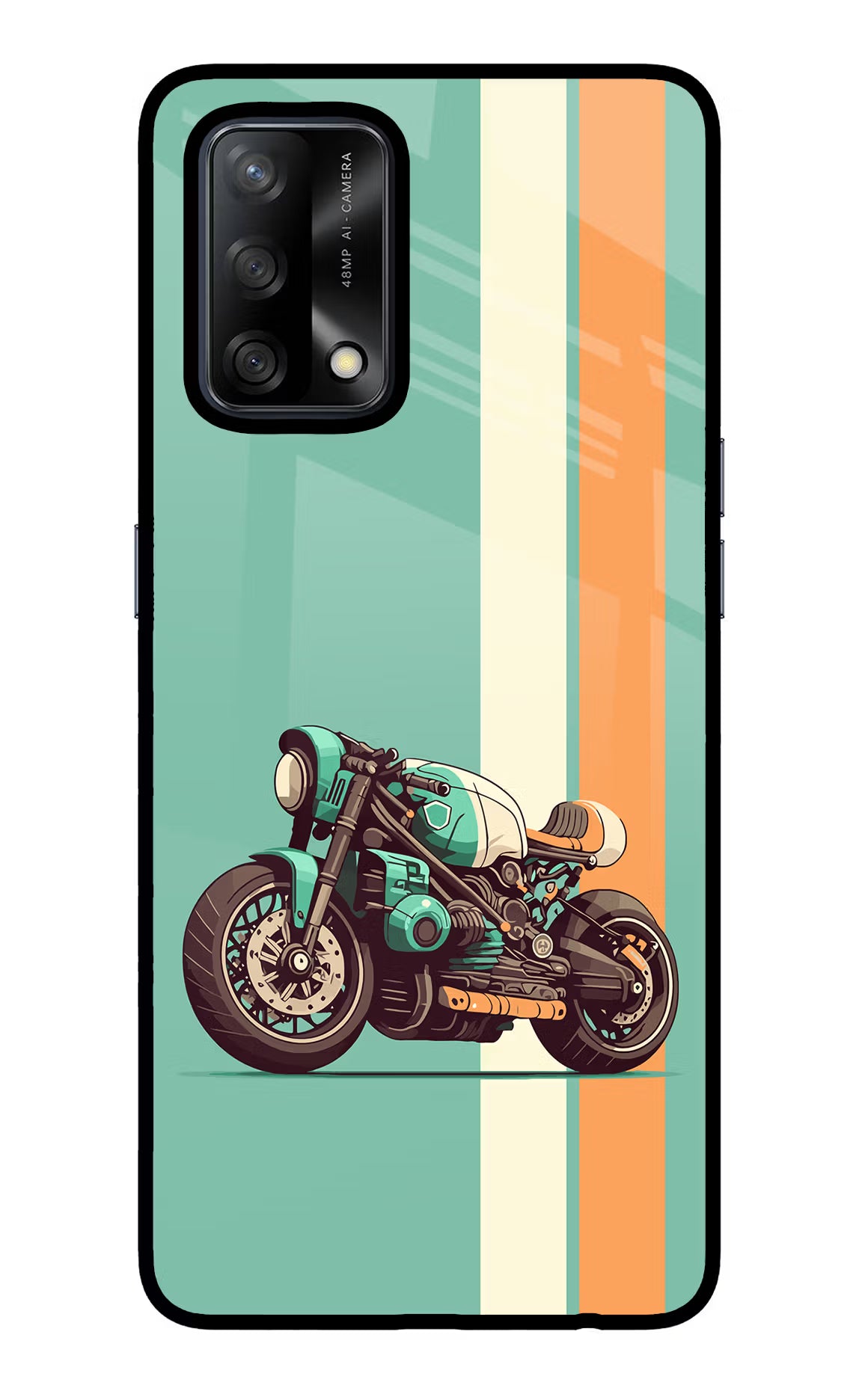 Striped Moto Drift Oppo F19/F19s Glass Case Back Cover by Casekaro