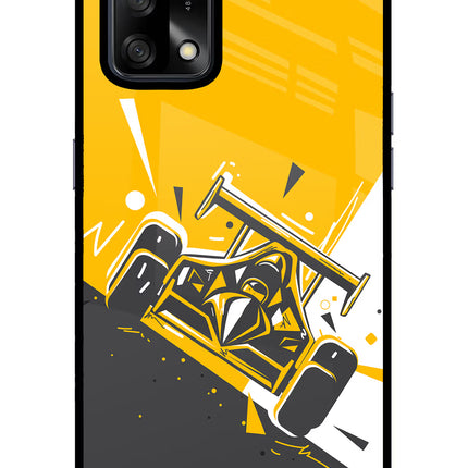 Track King Oppo F19/F19s Glass Case Back Cover by Casekaro