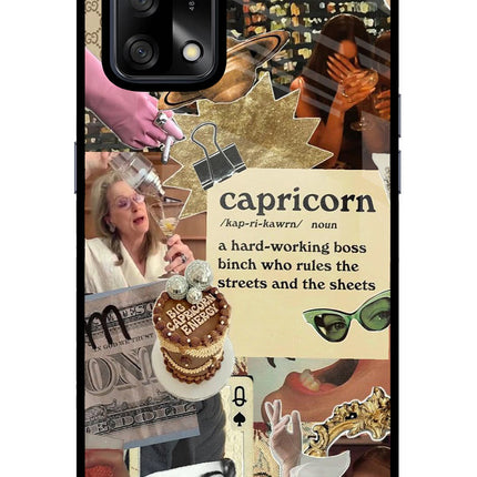 Capricorn Zodiac Oppo F19/F19s Glass Case Back Cover by Casekaro