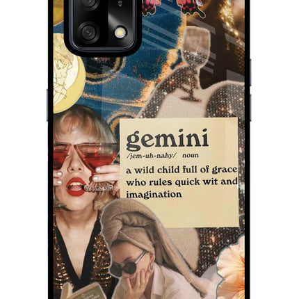 Gemini Zodiac Oppo F19/F19s Glass Case Back Cover by Casekaro