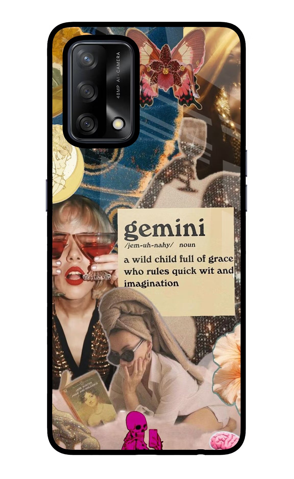 Gemini Zodiac Oppo F19/F19s Glass Case Back Cover by Casekaro