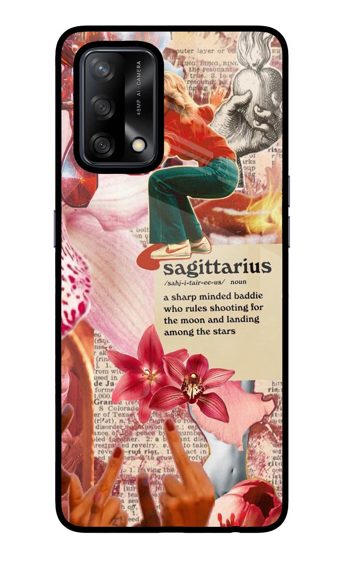 Sagittarius Zodiac Oppo F19/F19s Glass Case Back Cover by Casekaro