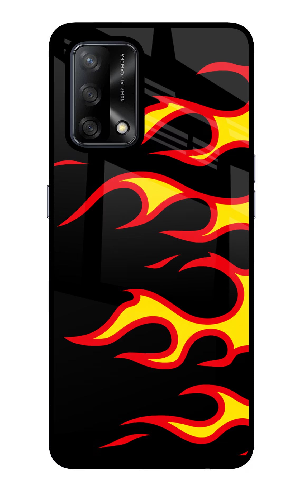 Side Sweep Flames Oppo F19/F19s Glass Case