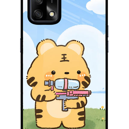Tiger Treat Oppo F19/F19s Glass Case Back Cover by Casekaro