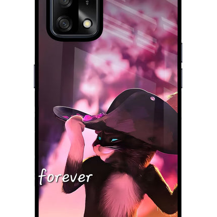 Forever Cat Oppo F19/F19s Glass Case Back Cover by Casekaro