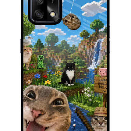 Minecraft Cat Chaos Oppo F19/F19s Glass Case Back Cover by Casekaro