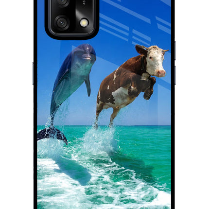 Dolphin vs Cow Oppo F19/F19s Glass Case Back Cover by Casekaro