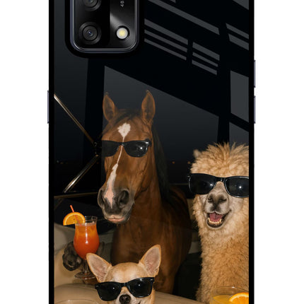 Party Squad Oppo F19/F19s Glass Case Back Cover by Casekaro
